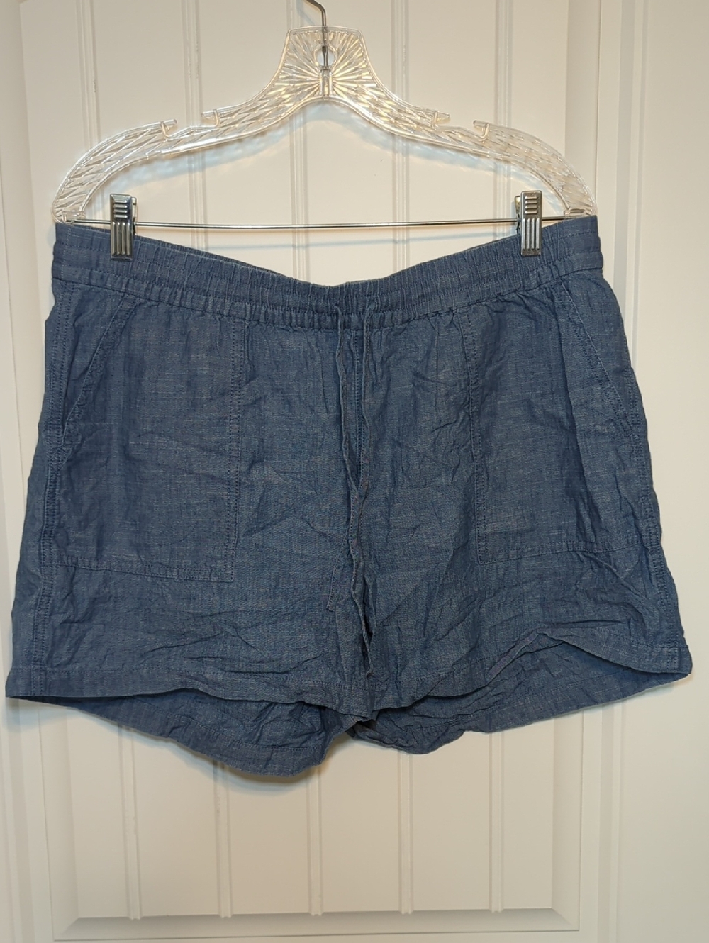J. Crew Factory Linen Blend Elastic Waist Shorts - Blue